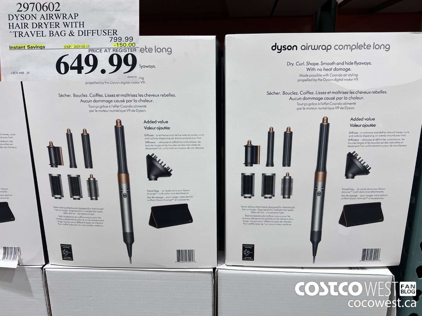 2970602 DYSON AIRWRAP HAIR DRYER WITH TRAVEL BAG & DIFFUSER ($150.00 INSTANT SAVINGS EXPIRES ON 2025-02-13) $649.99