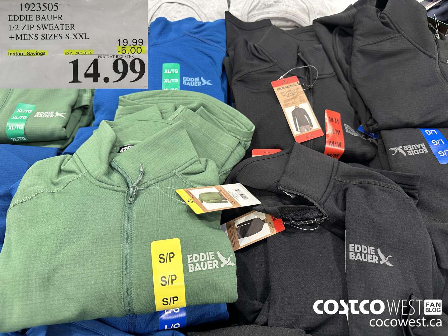 1923505 EDDIE BAUER 1/2 ZIP SWEATER MENS SIZES S-XXL ($5.00 INSTANT SAVINGS EXPIRES ON 2025-03-02) $14.99