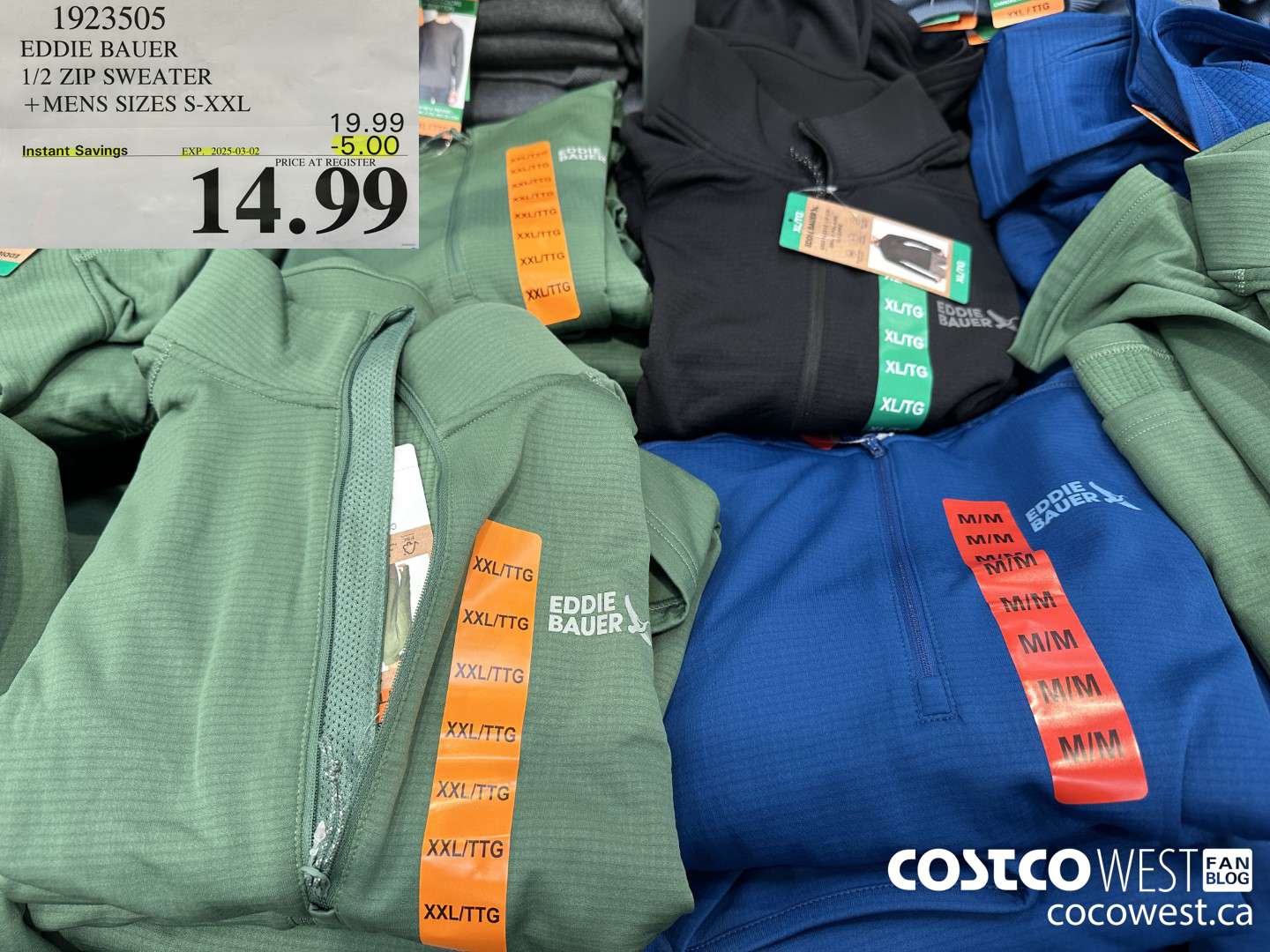 1923505 EDDIE BAUER 1/2 ZIP SWEATER MENS SIZES S-XXL ($5.00 INSTANT SAVINGS EXPIRES ON 2025-03-02) $14.99