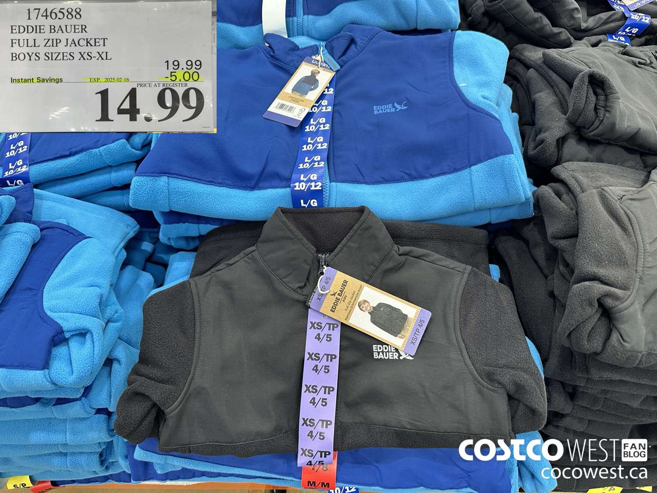 1746588 EDDIE BAUER FULL ZIP JACKET BOYS SIZES XS-M  ($5.00 INSTANT SAVINGS EXPIRES ON 2025-02-16) $14.99