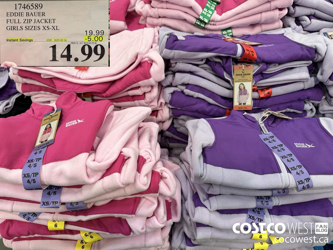 1746589 EDDIE BAUER FULL ZIP JACKET GIRLS SIZES XS-XL  ($5.00 INSTANT SAVINGS EXPIRES ON 2025-02-16) $14.99