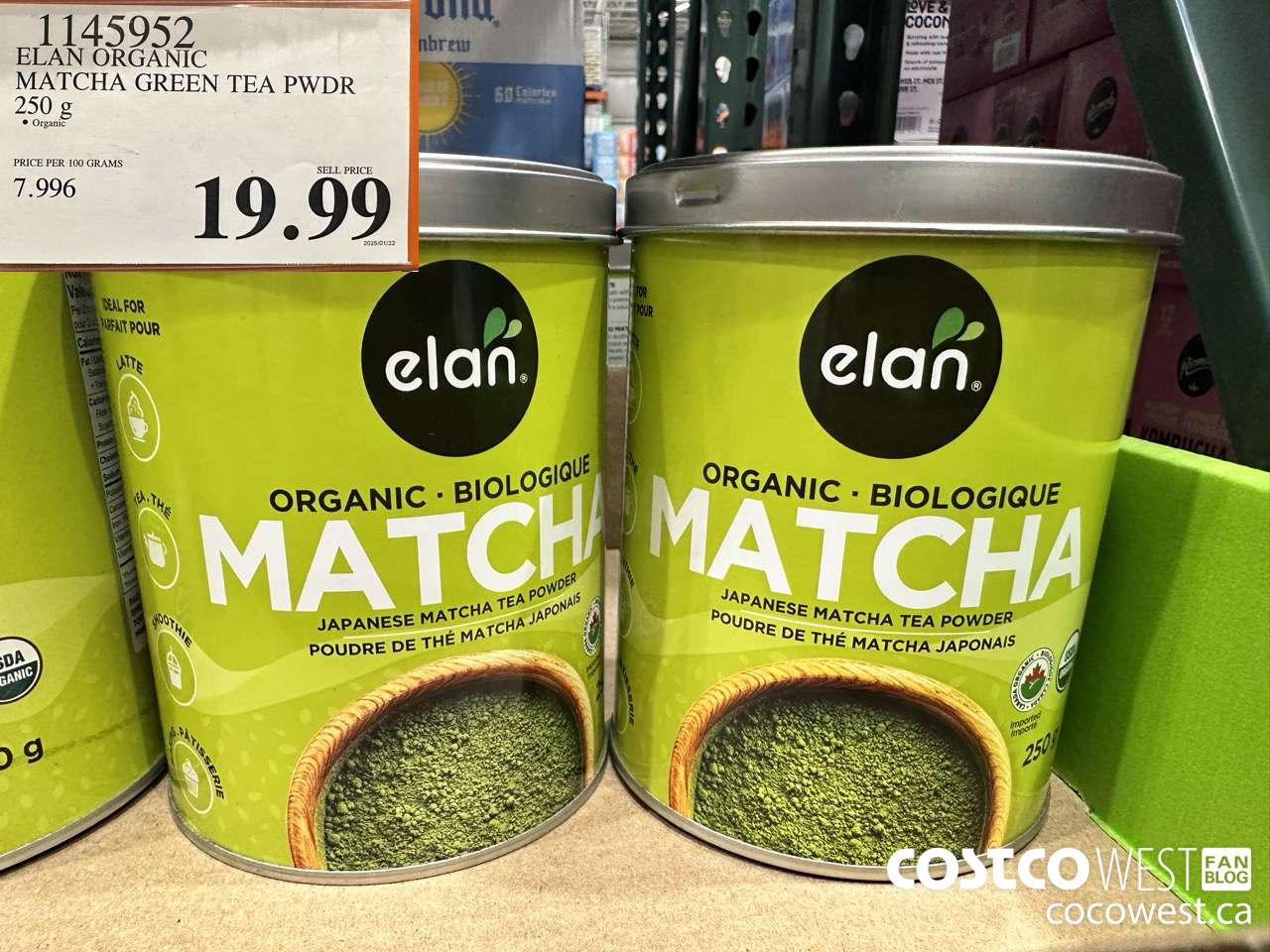 1145952 ELAN ORGANIC MATCHA GREEN TEA POWDER 250 g $19.99