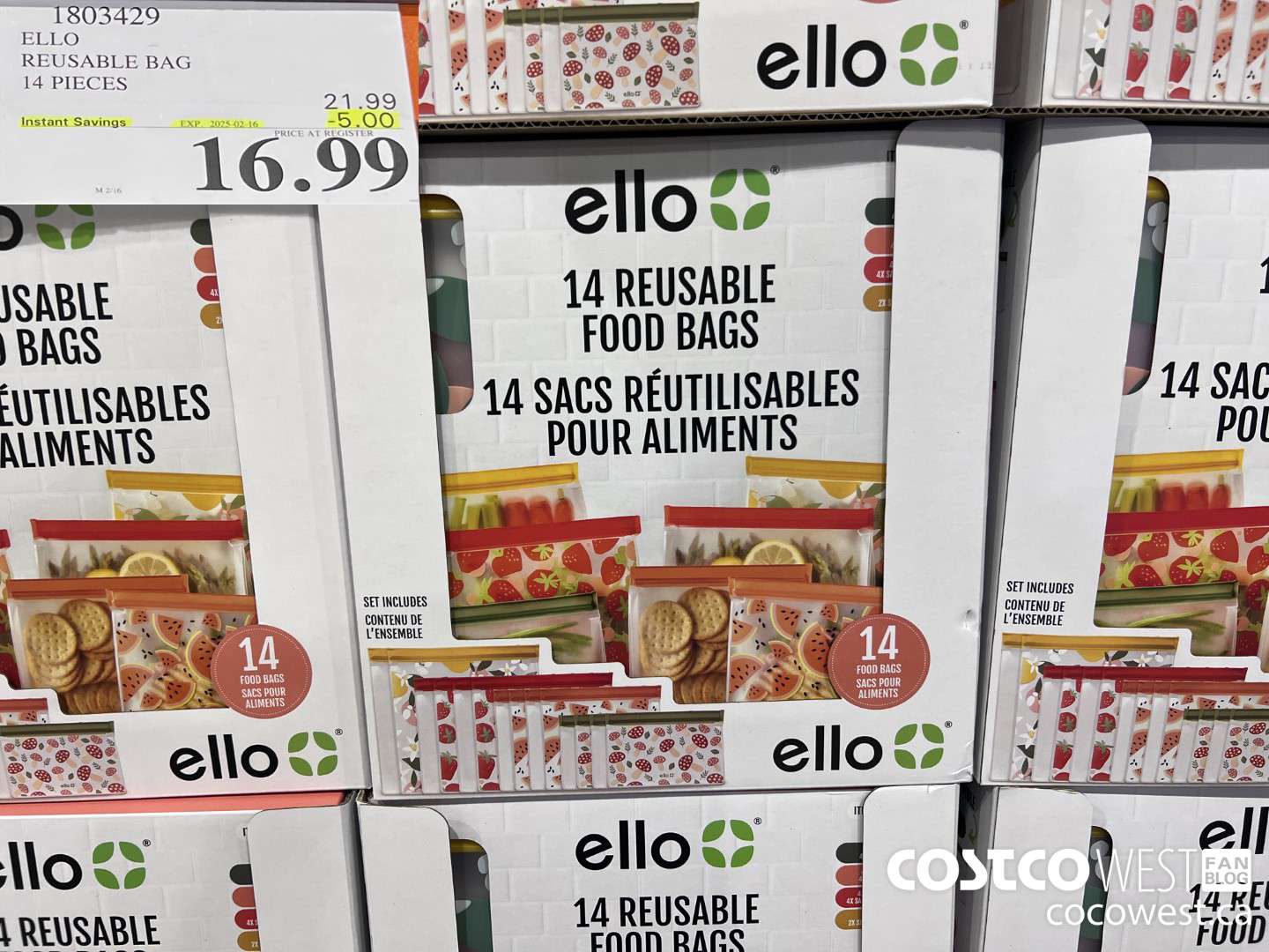 1803429 ELLO REUSABLE BAG 14 PIECES ($5.00 INSTANT SAVINGS EXPIRES ON 2025-02-16) $16.99