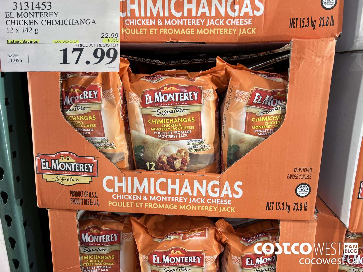 3131453 EL MONTEREY CHICKEN CHIMICHANGA 12 X 142G ($5.00 INSTANT SAVINGS EXPIRES ON 2025-02-05) $17.99