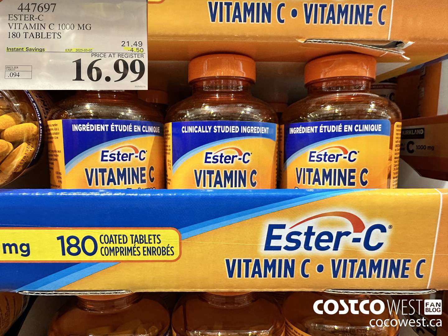 447697 ESTER-C VITAMIN C 1000 MG 180 TABLETS ($4.50 INSTANT SAVINGS EXPIRES ON 2025-03-02) $16.99