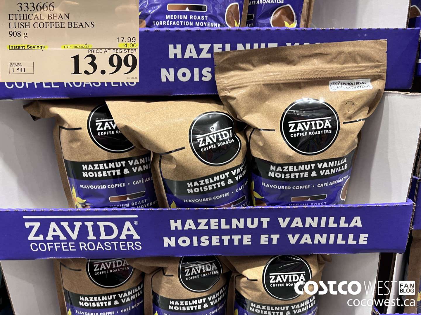 333666 ETHICAL BEAN ORGANIC LUSH COFFEE BEANS 908 g ($4.00 INSTANT SAVINGS EXPIRES ON 2025-02-16) $13.99