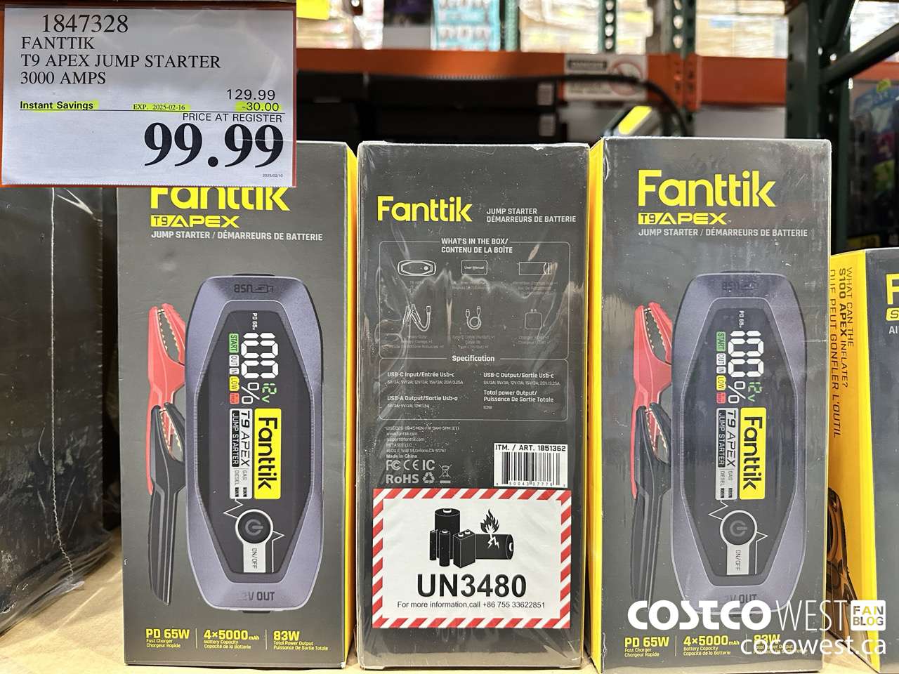 1847328 FANTTIK T9 APEX JUMP STARTER 3000 AMPS ($30.00 INSTANT SAVINGS EXPIRES ON 2025-02-16) $99.99