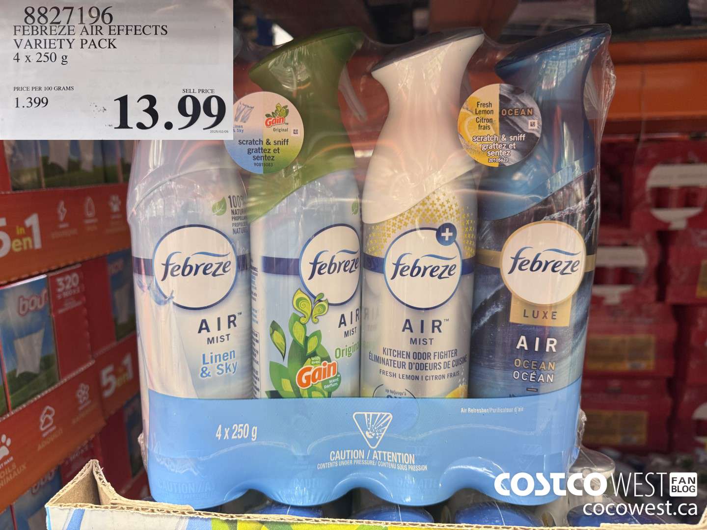 8827196 FEBREZE AIR EFFECTS VARIETY PACK 4 X 250 G $13.99
