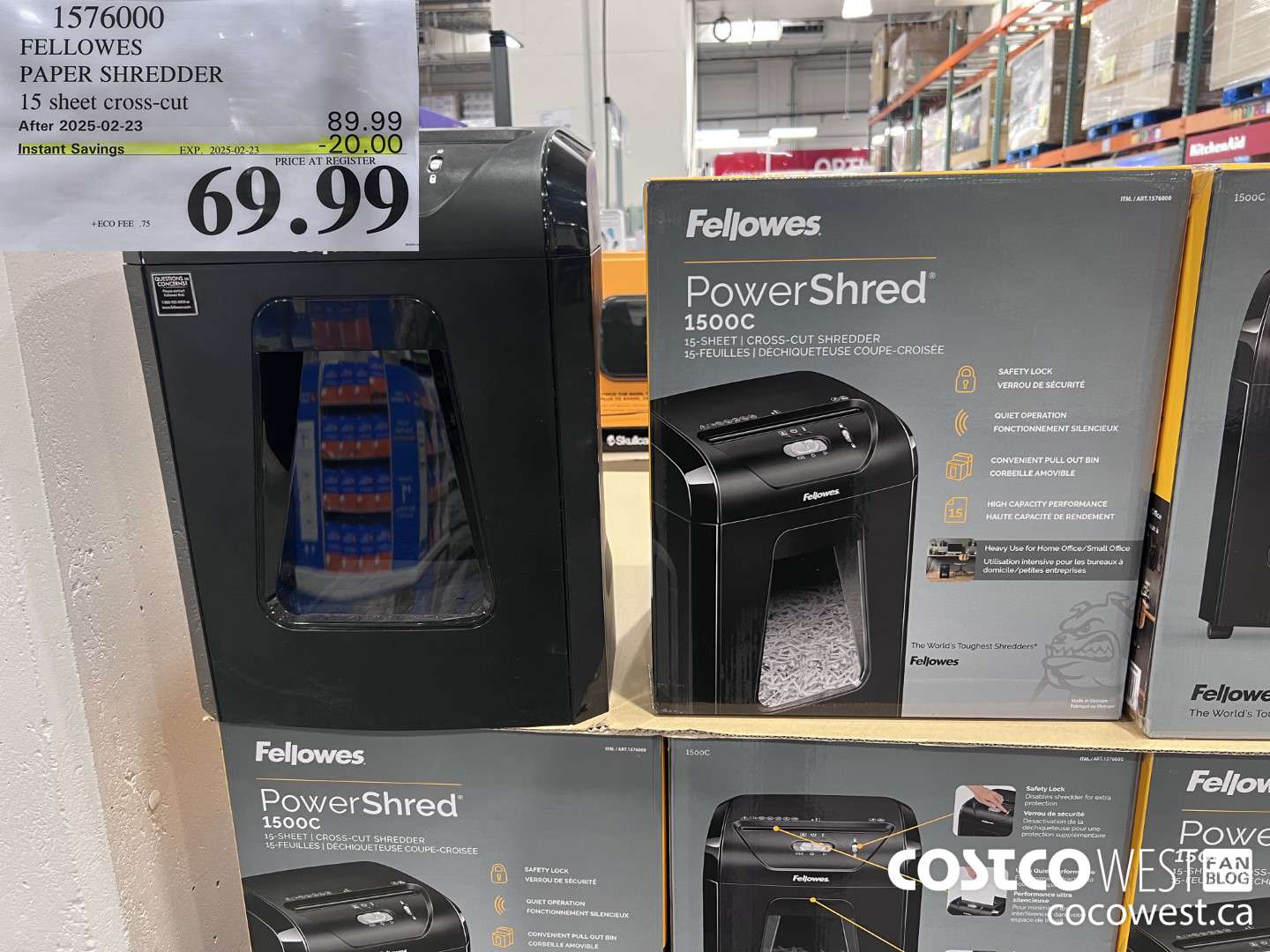 1576000 FELLOWES PAPER SHREDDER 15 SHEET CROSS-CUT ($20.00 INSTANT SAVINGS EXPIRES ON 2025-02-23) $69.99