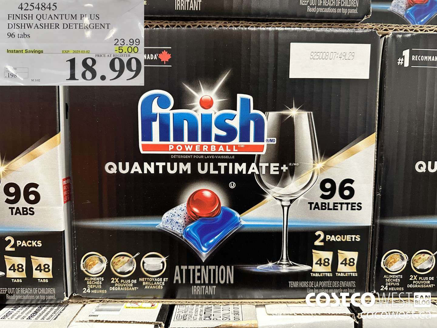 4254845 FINISH QUANTUM PLUS DISHWASHER DETERGENT 96 TABS ($5.00 INSTANT SAVINGS EXPIRES ON 2025-03-02) $18.99