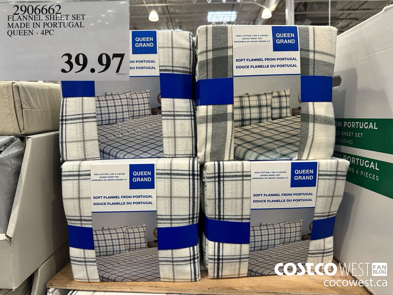 2906662 FLANNEL SHEET SET MADE IN PORTUGAL QUEEN 4PC $39.97