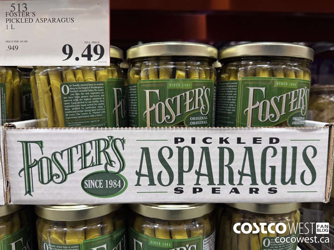 513 FOSTER'S PICKLED ASPARAGUS 1 L $9.49