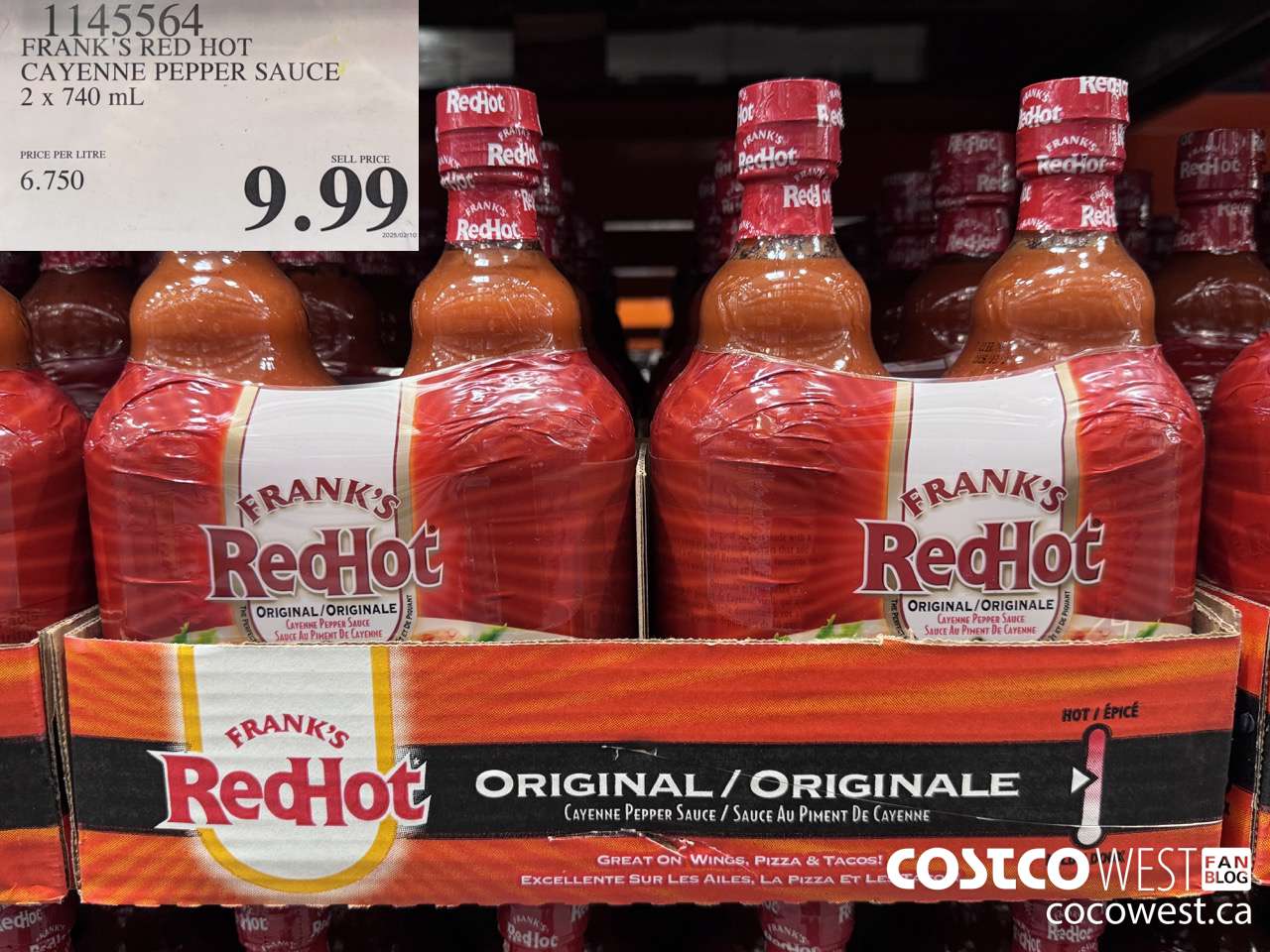 1145564 FRANKS RED HOT CAYENNE PEPPER SAUCE 2 x 740 mL $9.99