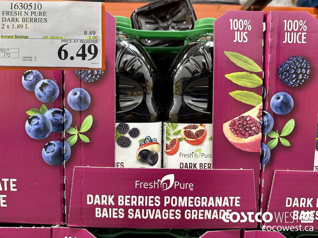 1630510 FRESH N PURE DARK BERRIES 2 x 1.89 L ($2.00 INSTANT SAVINGS EXPIRES ON 2025-02-16) $6.49