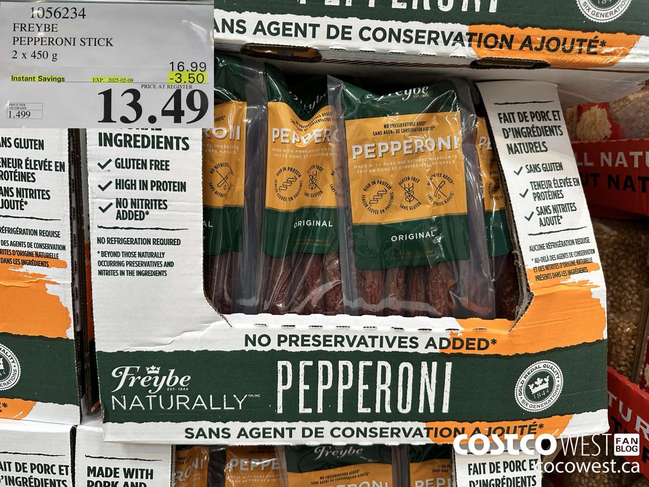 1056234 FREYBE PEPPERONI STICK 2 x 450g ($3.50 INSTANT SAVINGS EXPIRES ON 2025-02-09) $13.49