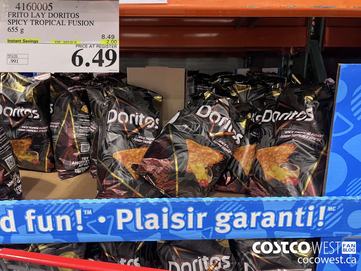 4160005 FRITO LAY DORITOS SPICY TROPICAL FUSION 655G ($2.00 INSTANT SAVINGS EXPIRES ON 2025-02-16) $6.49