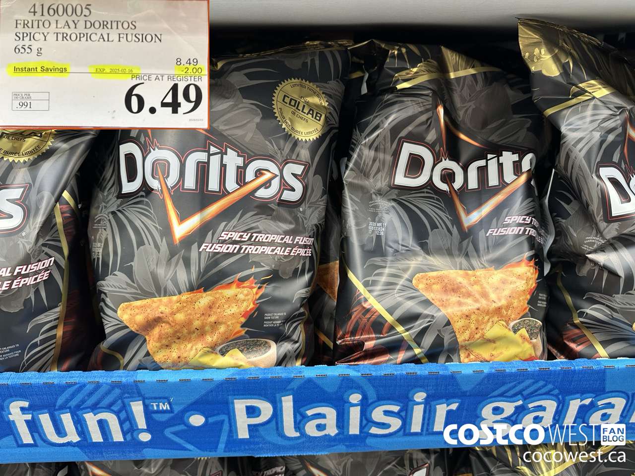 4160005 FRITO LAY DORITOS SPICY TROPICAL FUSION 655G ($2.00 INSTANT SAVINGS EXPIRES ON 2025-02-16) $6.49