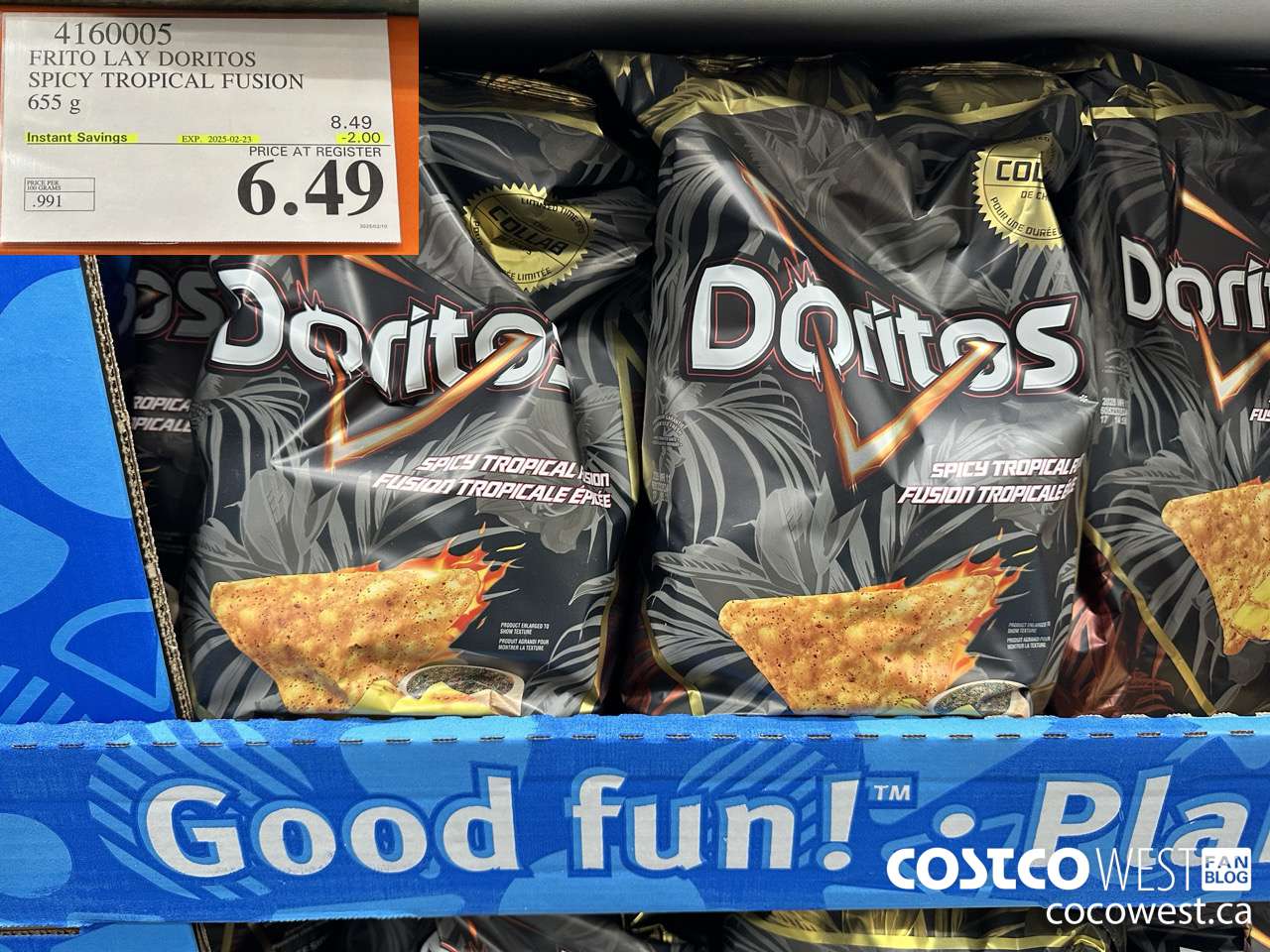 4160005 FRITO LAY DORITOS SPICY TROPICAL FUSION 655G ($2.00 INSTANT SAVINGS EXPIRES ON 2025-02-23) $6.49