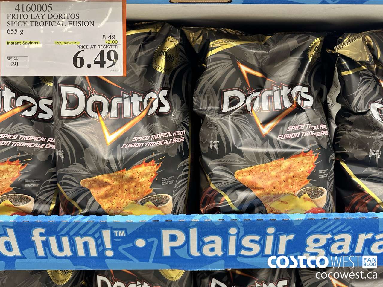 4160005 FRITO LAY DORITOS SPICY TROPICAL FUSION 655G ($2.00 INSTANT SAVINGS EXPIRES ON 2025-02-23) $6.49