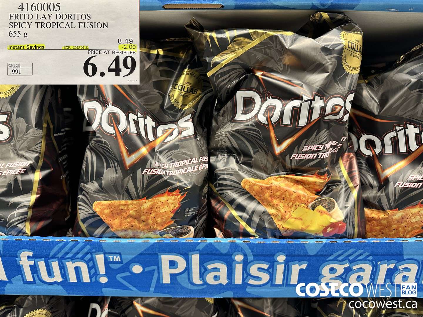 4160005 FRITO LAY DORITOS SPICY TROPICAL FUSION 655G ($2.00 INSTANT SAVINGS EXPIRES ON 2025-02-23) $6.49