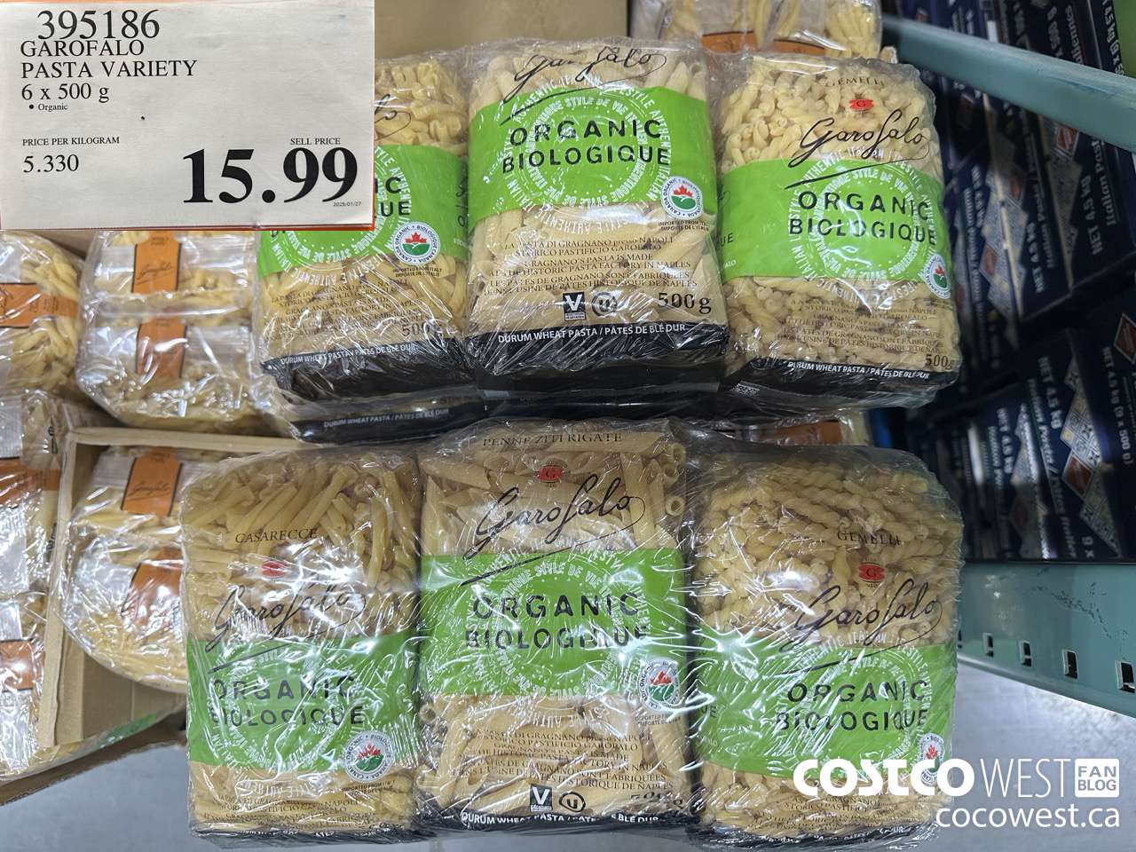 395186 GAROFALO ORGANIC PASTA 6 x 500 g $15.99