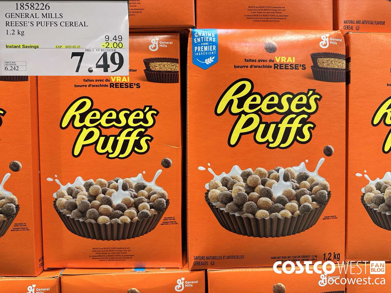 1858226 GENERAL MILLS REESE'S PUFFS CEREAL 1.2KG ($2.00 INSTANT SAVINGS EXPIRES ON 2025-02-23) $7.49