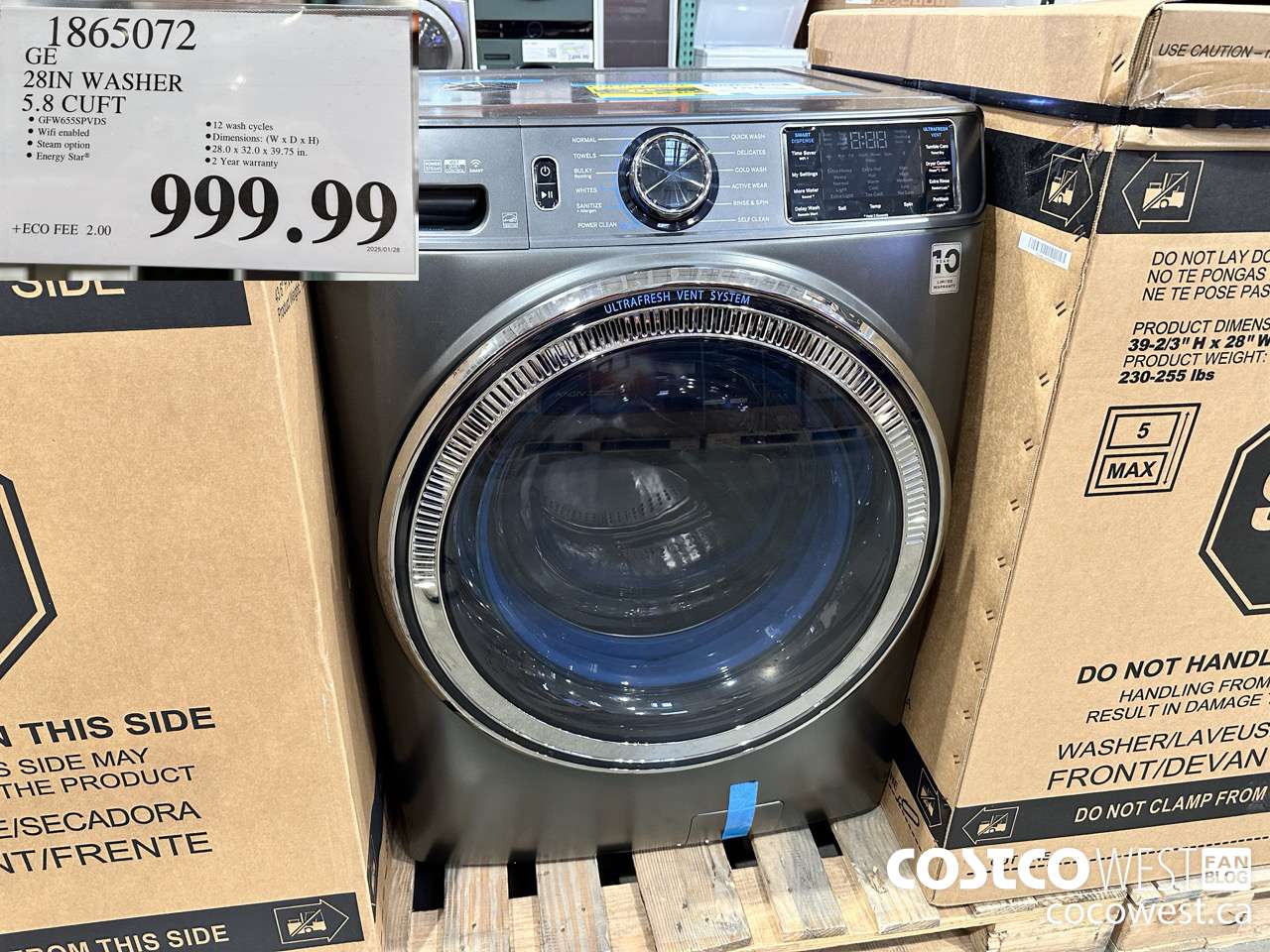 1865072 GE 28IN WASHER 5.8CUFT $999.99