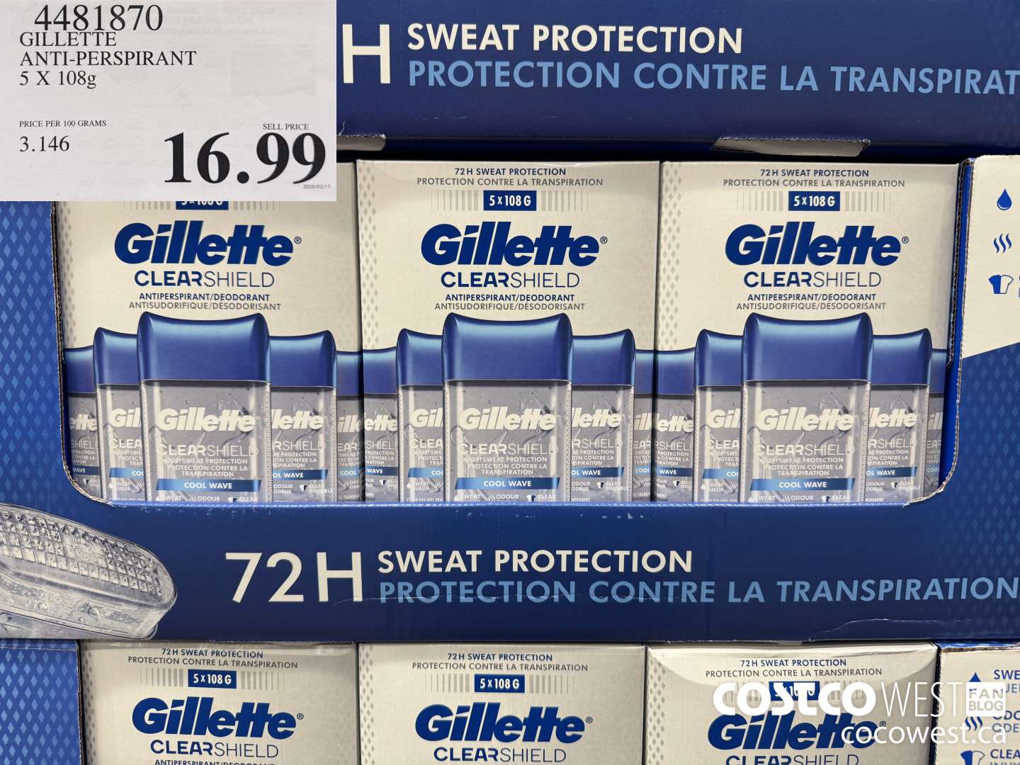 4481870 GILLETTE ANTI-PERSPIRANT 5 x 108 g $16.99