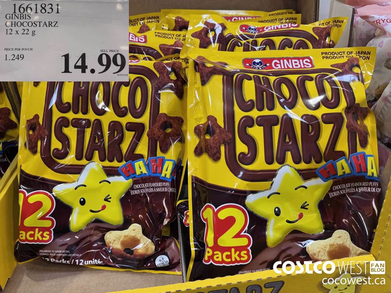 1661831 GINBIS CHOCOSTARZ 12 X 22G $14.99