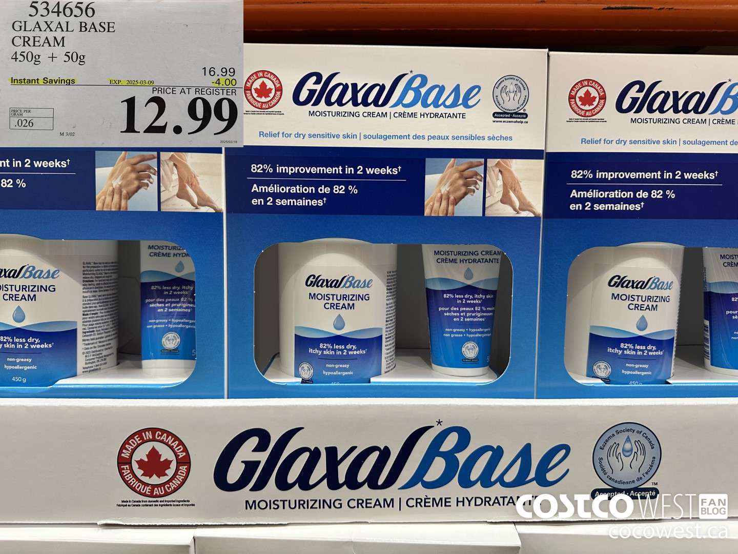 534656 GLAXAL BASE CREAM 450g + 50 g ($4.00 INSTANT SAVINGS EXPIRES ON 2025-03-09) $12.99