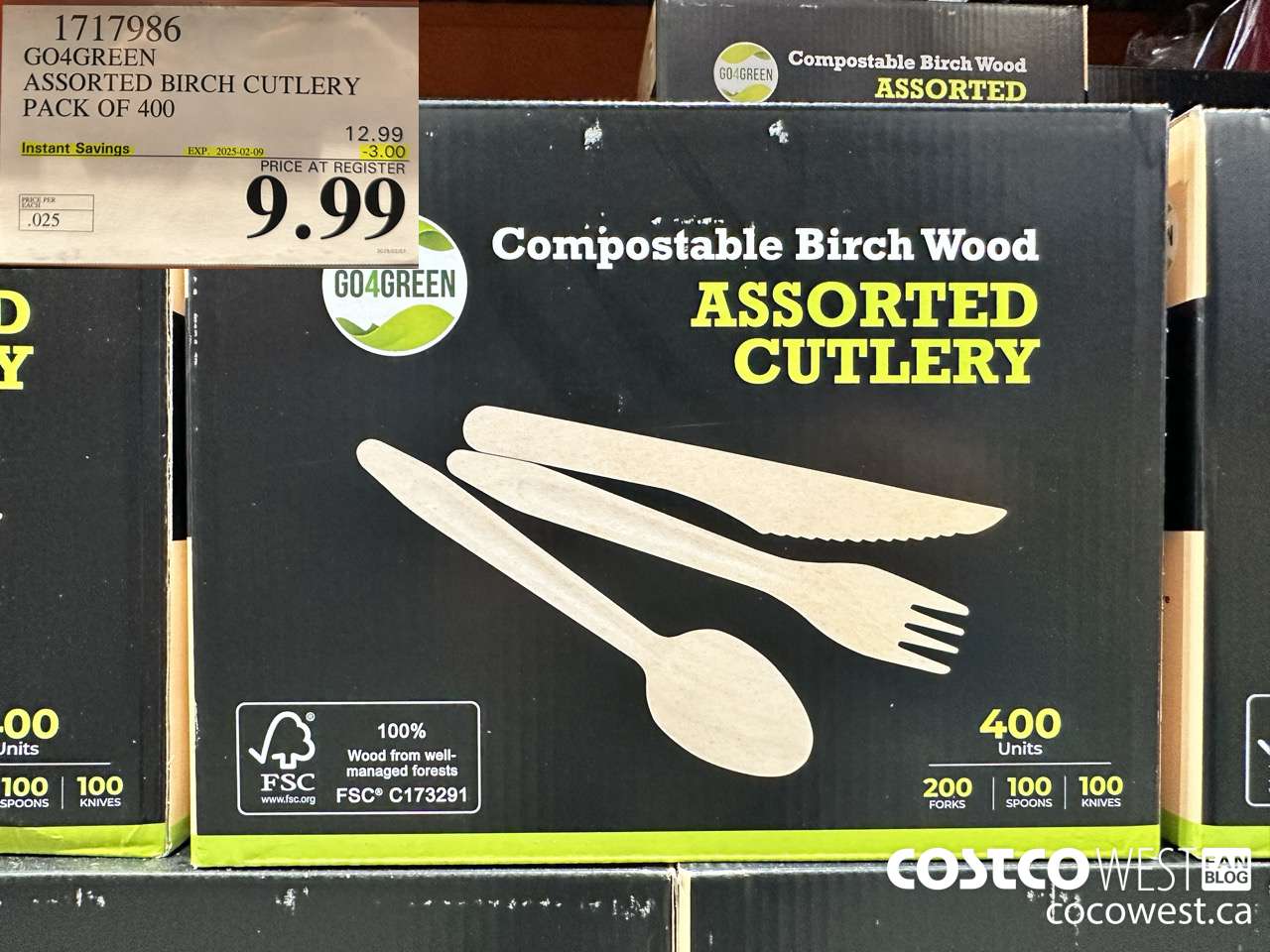 1717986 GO4GREEN ASSORTED BIRCH CUTLERY PACK OF 400 ($3.00 INSTANT SAVINGS EXPIRES ON 2025-02-09) $9.99