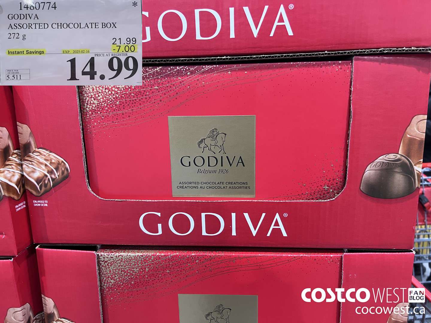 1480774 GODIVA ASSORTED CHOCOLATES 272 G ($7.00 INSTANT SAVINGS EXPIRES ON 2025-02-16) $14.99