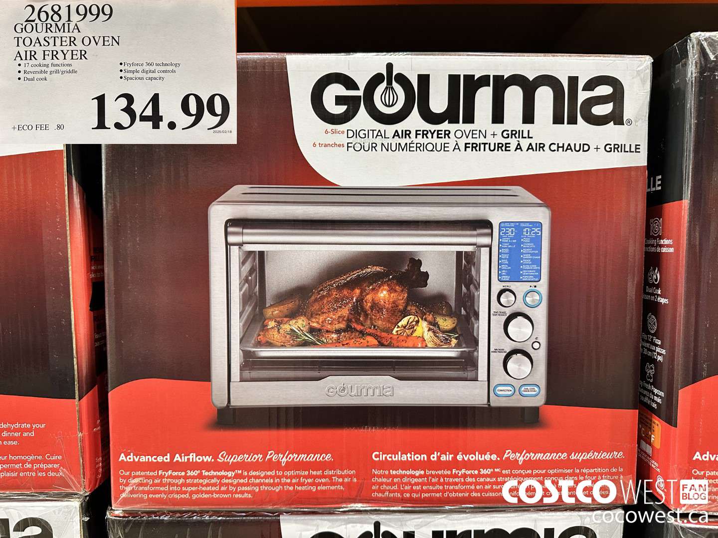 2681999 GOURMIA TOASTER OVEN AIR FRYER $134.99