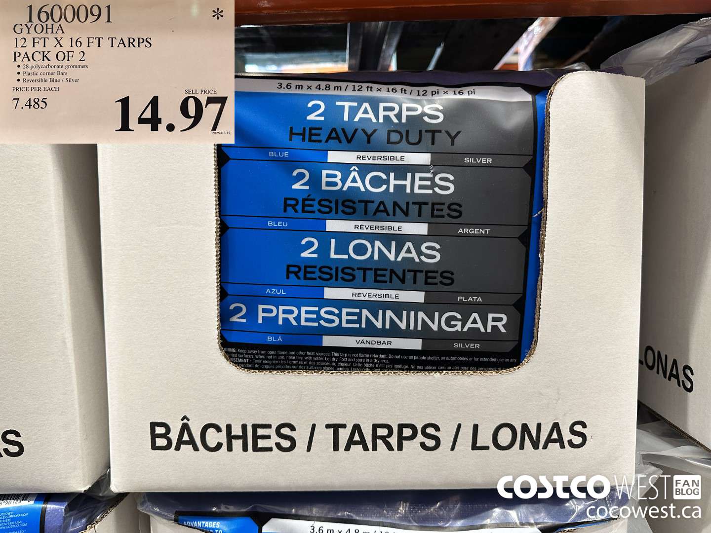 1600091 GYOHA 12 FT X 16 FT TARPS PACK OF 2 $14.97