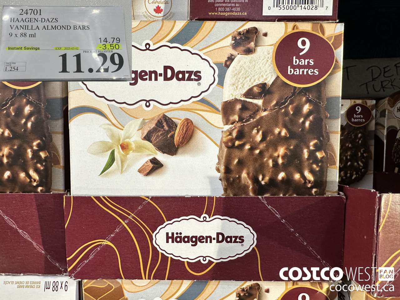 24701 HAAGEN-DAZS VANILLA ALMOND BARS 9 x 88 ml ($3.50 INSTANT SAVINGS EXPIRES ON 2025-03-02) $11.29