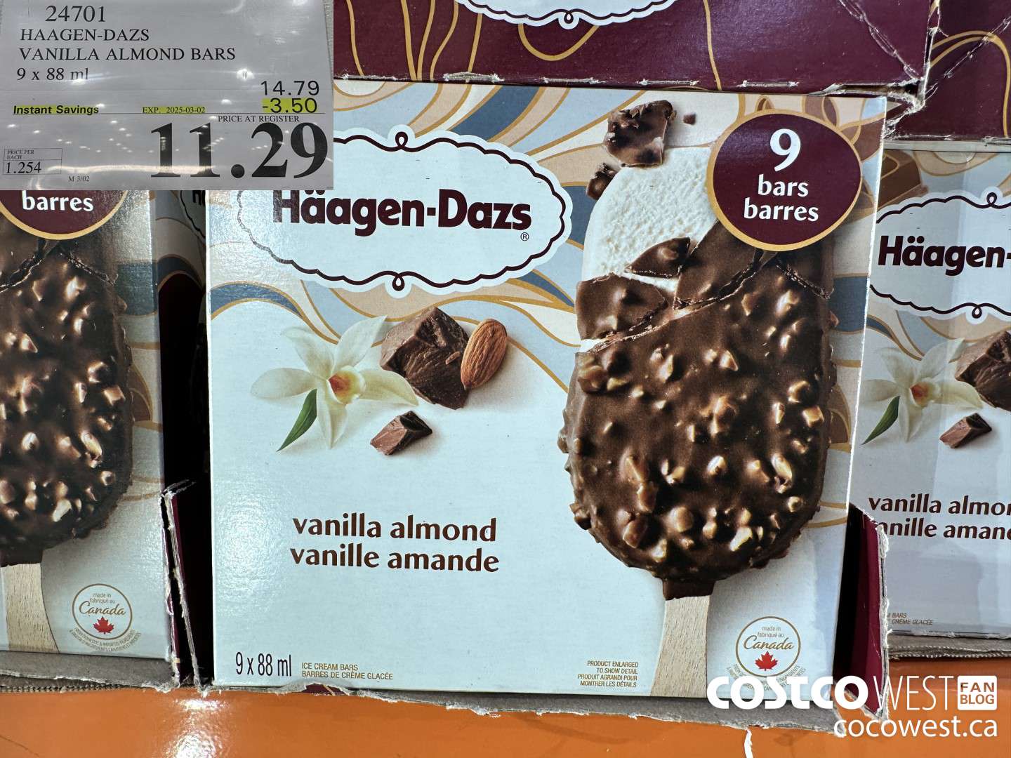 24701 HAAGEN-DAZS VANILLA ALMOND BARS 9 x 88 ml ($3.50 INSTANT SAVINGS EXPIRES ON 2025-03-02) $11.29