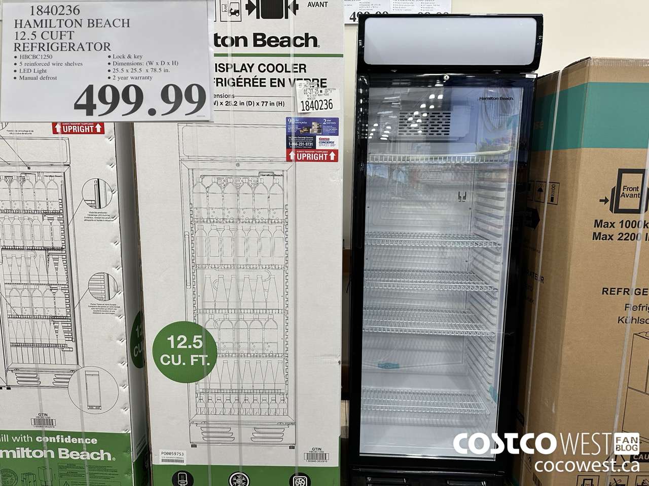 1840236 HAMILTON BEACH 12.5 CUFT REFRIGERATOR $499.99