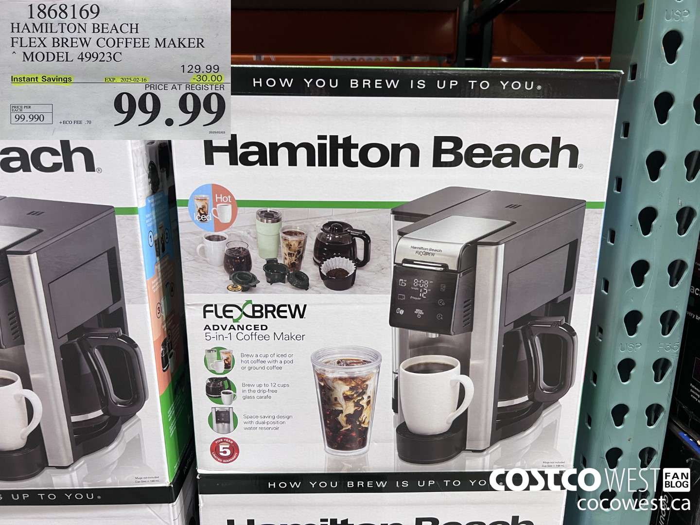 1868169 HAMILTON BEACH FLEX BREW COFFEE MAKER MODEL 49923C ($30.00 INSTANT SAVINGS EXPIRES ON 2025-02-16) $99.99