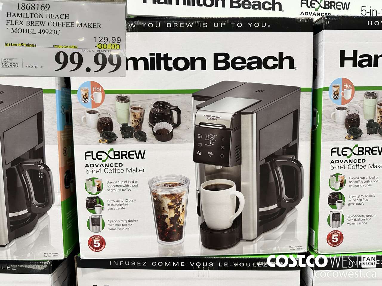1868169 HAMILTON BEACH FLEX BREW COFFEE MAKER MODEL 49923C ($30.00 INSTANT SAVINGS EXPIRES ON 2025-02-16) $99.99