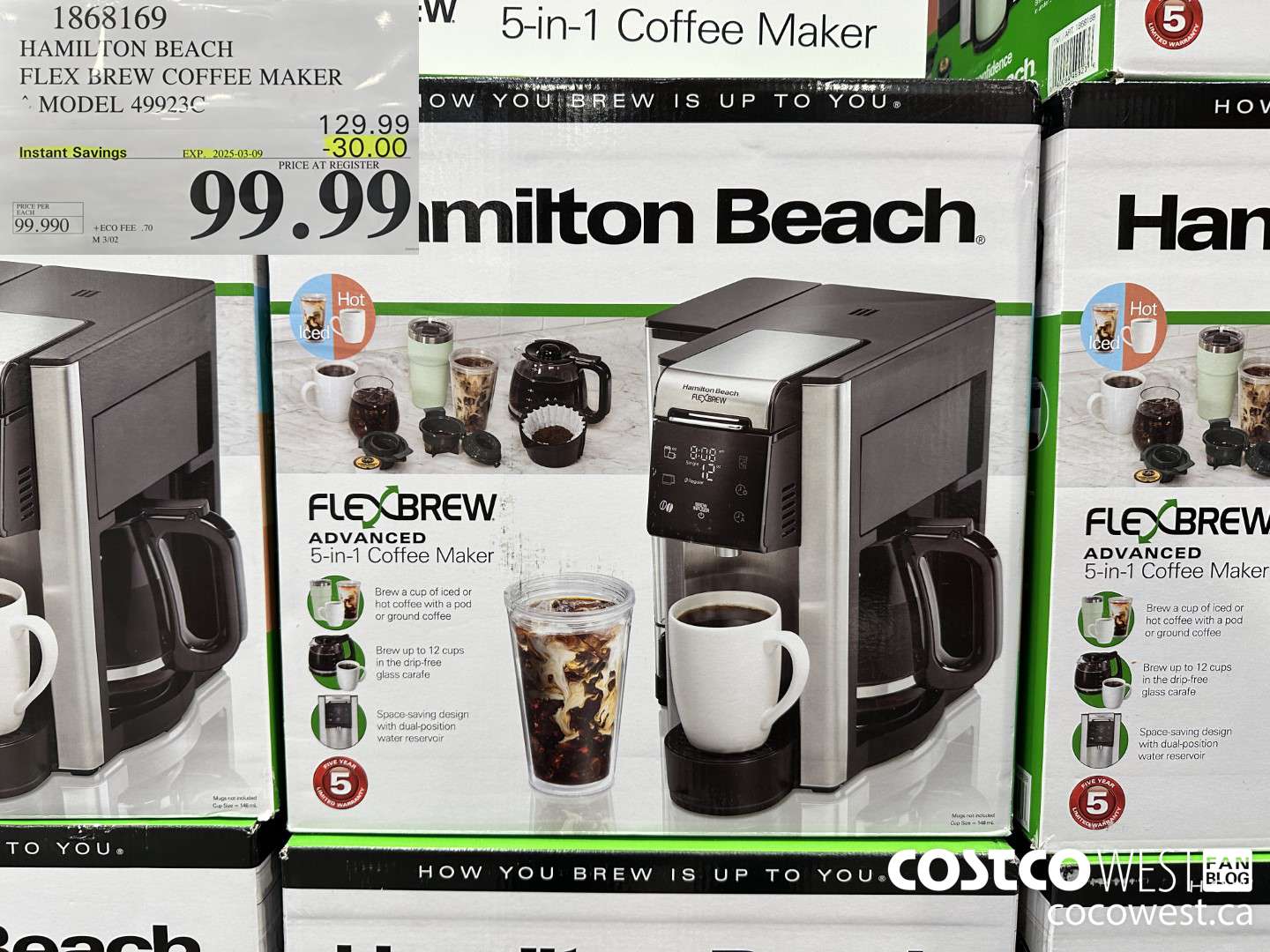 1868169 HAMILTON BEACH FLEX BREW COFFEE MAKER MODEL 49923C ($30.00 INSTANT SAVINGS EXPIRES ON 2025-03-09) $99.99