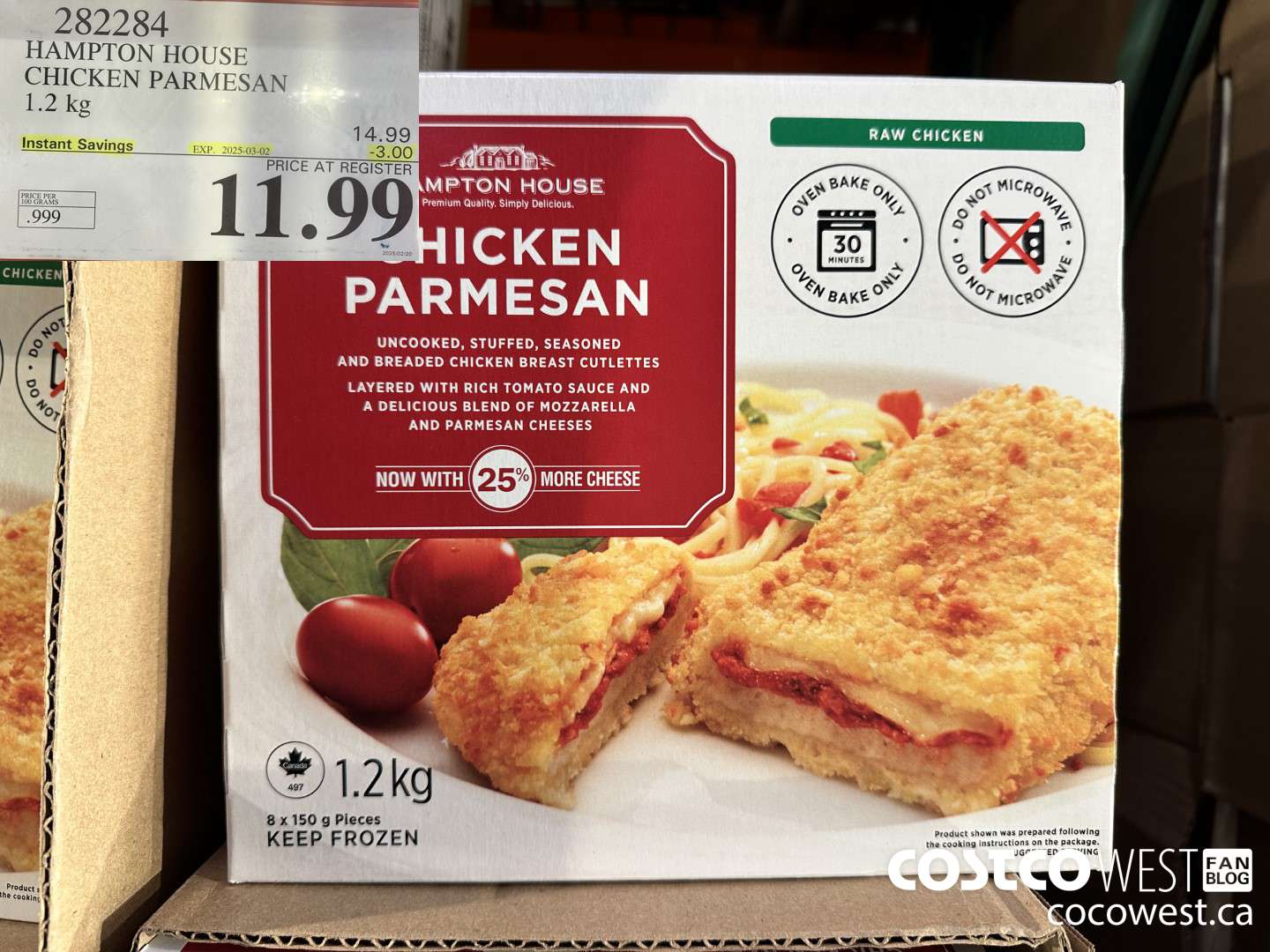 282284 HAMPTON HOUSE CHICKEN PARMESAN 1.2 kg ($3.00 INSTANT SAVINGS EXPIRES ON 2025-03-02) $11.99