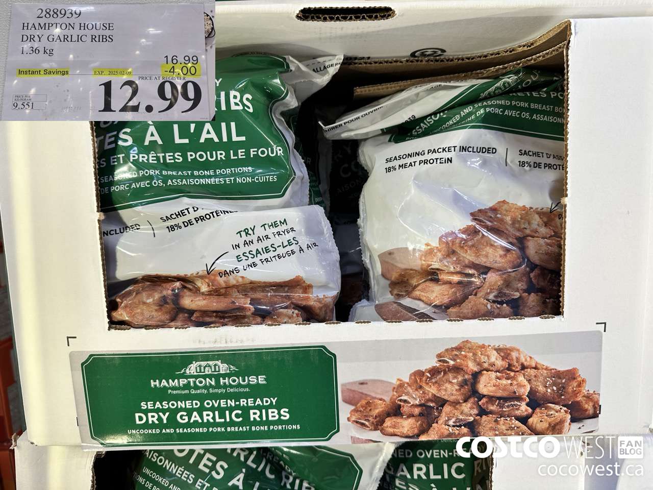 288939 HAMPTON HOUSE DRY GARLIC RIBS 1.36 kg ($4.00 INSTANT SAVINGS EXPIRES ON 2025-02-09) $12.99