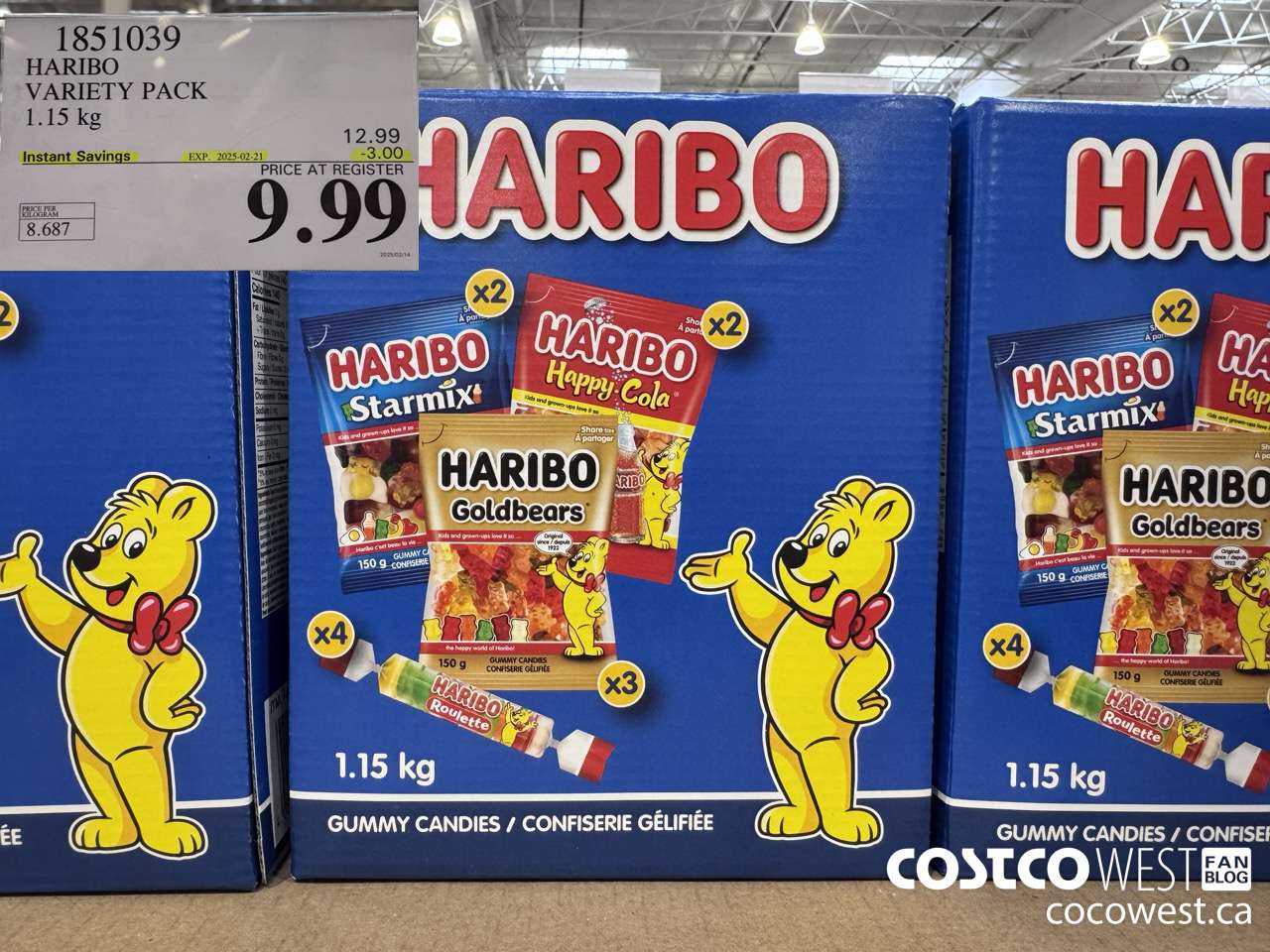 1851039 HARIBO VARIETY PACK 1.15KG ($3.00 INSTANT SAVINGS EXPIRES ON 2025-02-21) $9.99