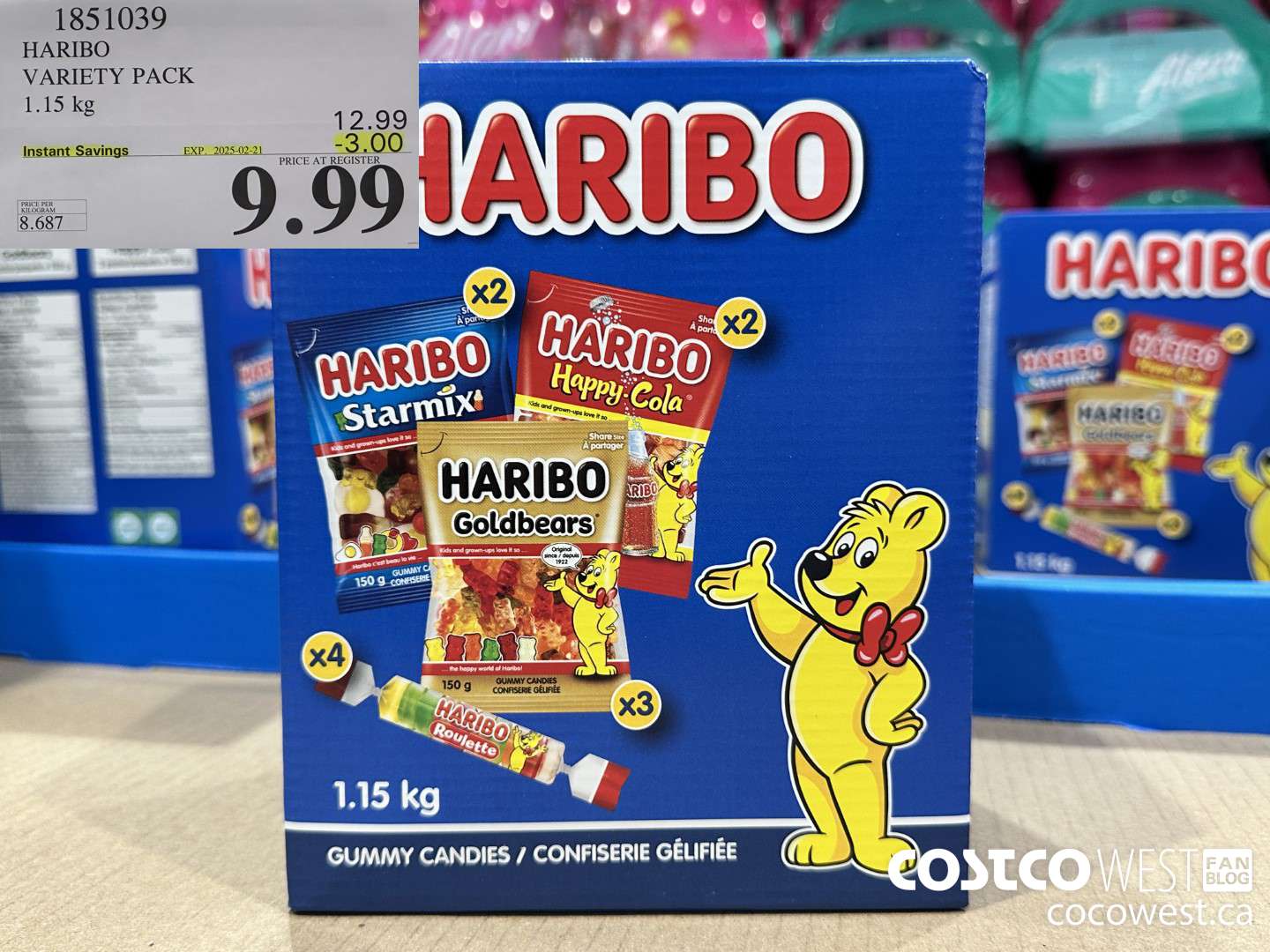 1851039 HARIBO VARIETY PACK 1.15KG ($3.00 INSTANT SAVINGS EXPIRES ON 2025-02-21) $9.99