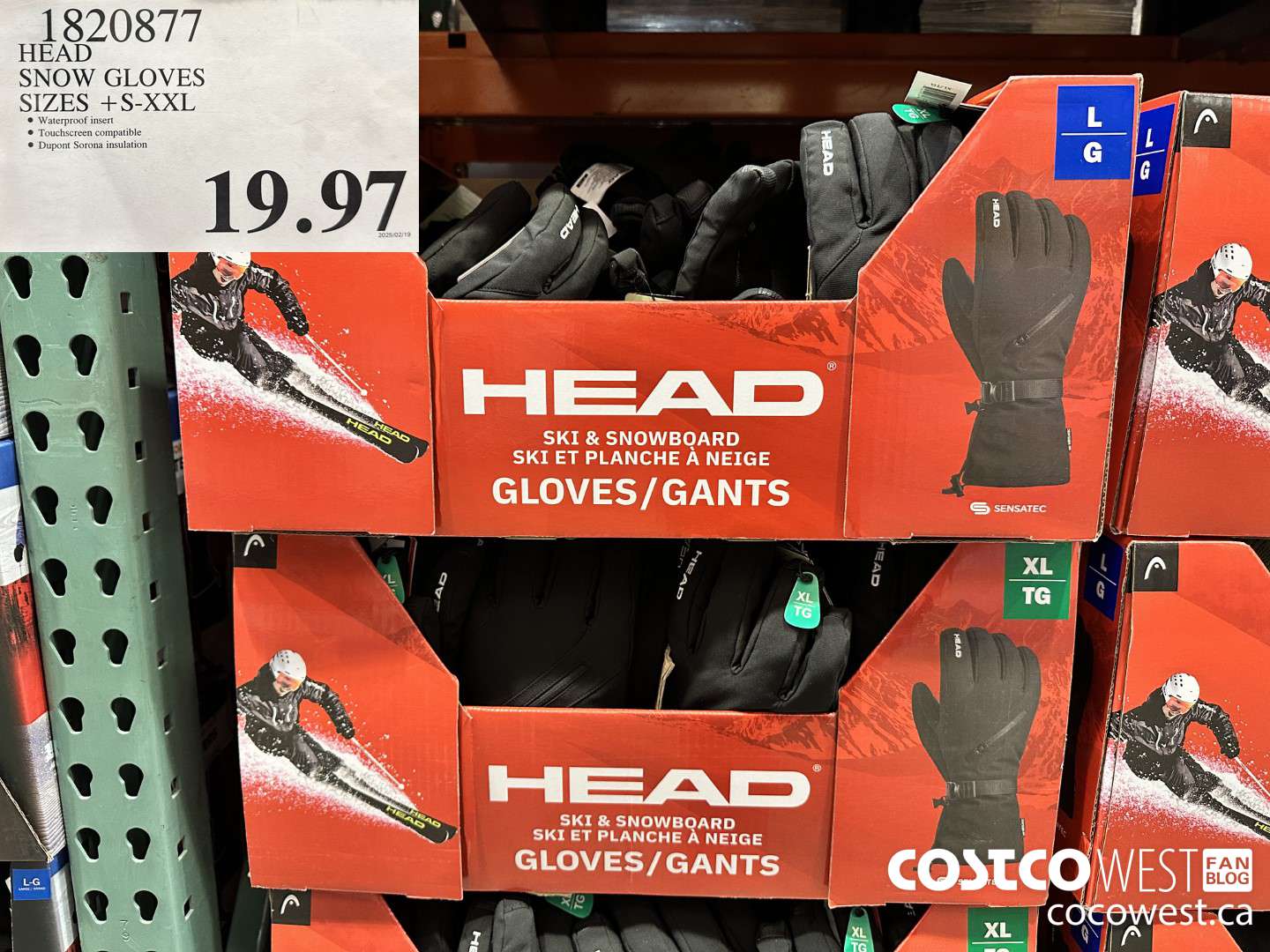 1820877 HEAD SNOW GLOVES SIZES S-XXL $19.97