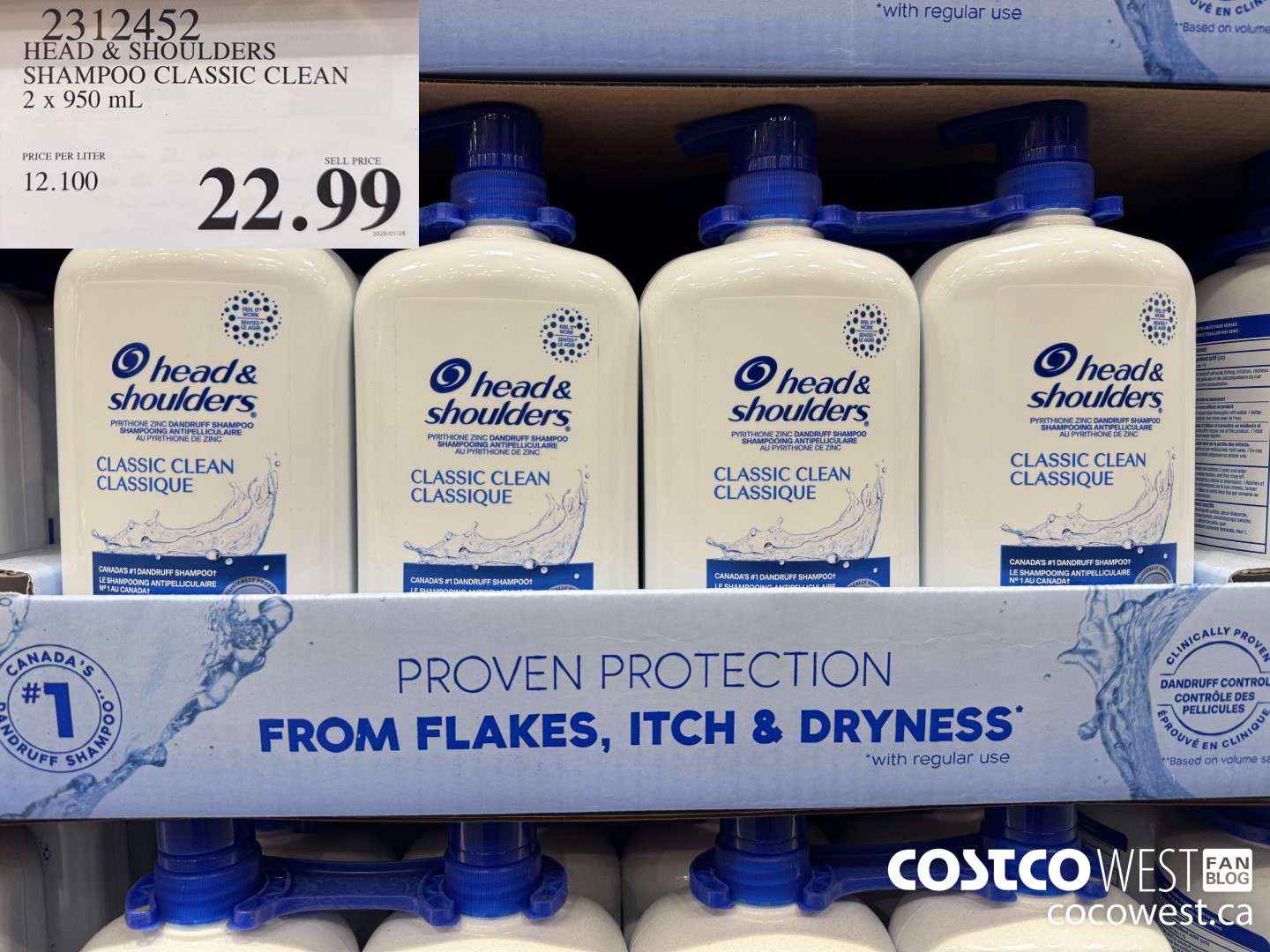 2312452 HEAD & SHOULDERS SHAMPOO CLASSIC CLEAN 2 X 950 ML $22.99