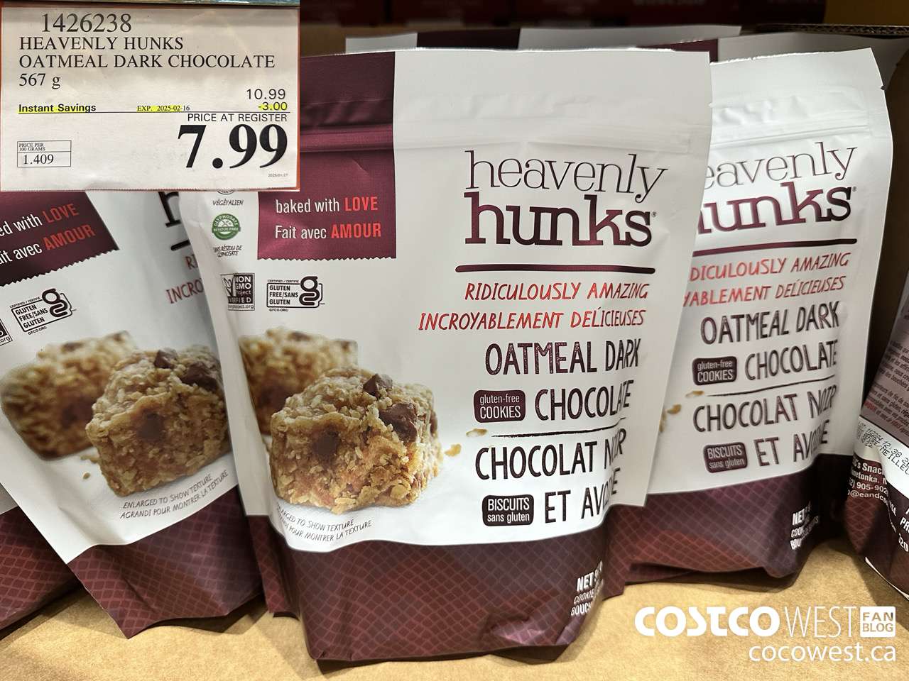 1426238 HEAVENLY HUNKS OATMEAL DARK CHOCOLATE 567g ($3.00 INSTANT SAVINGS EXPIRES ON 2025-02-16) $7.99