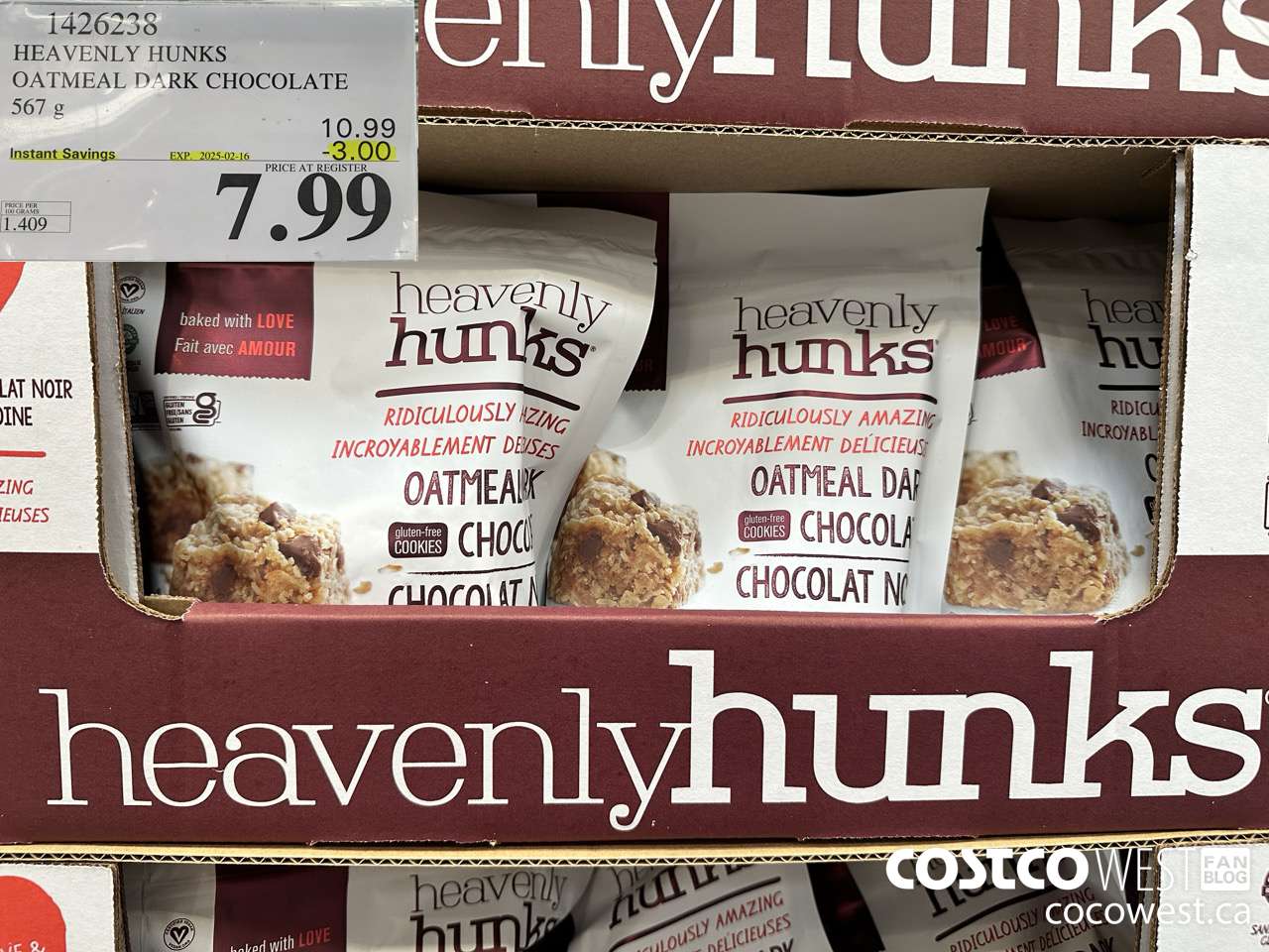 1426238 HEAVENLY HUNKS OATMEAL DARK CHOCOLATE 567g ($3.00 INSTANT SAVINGS EXPIRES ON 2025-02-16) $7.99