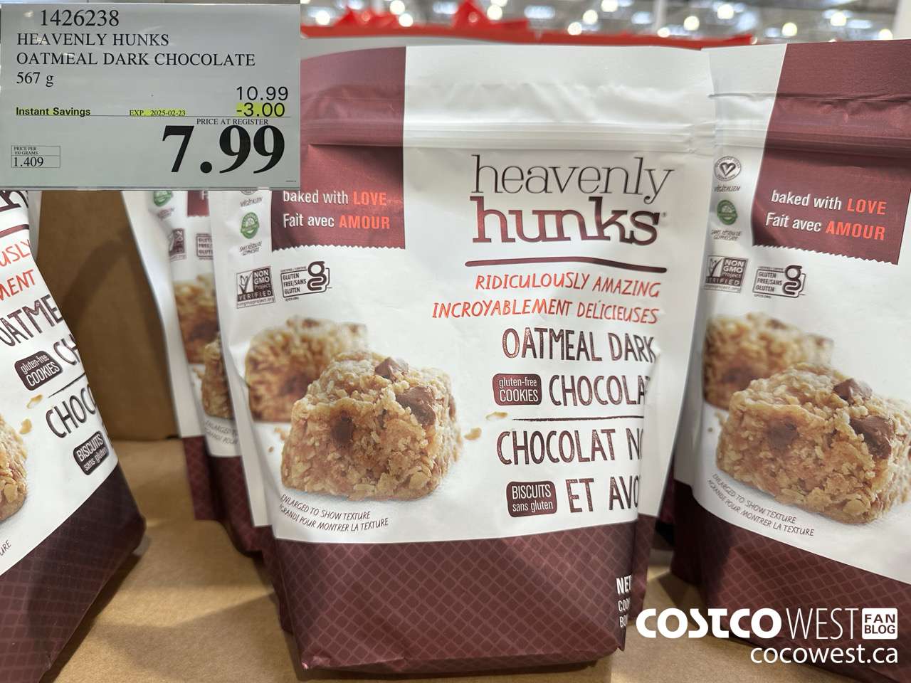 1426238 HEAVENLY HUNKS OATMEAL DARK CHOCOLATE 567g ($3.00 INSTANT SAVINGS EXPIRES ON 2025-02-23) $7.99