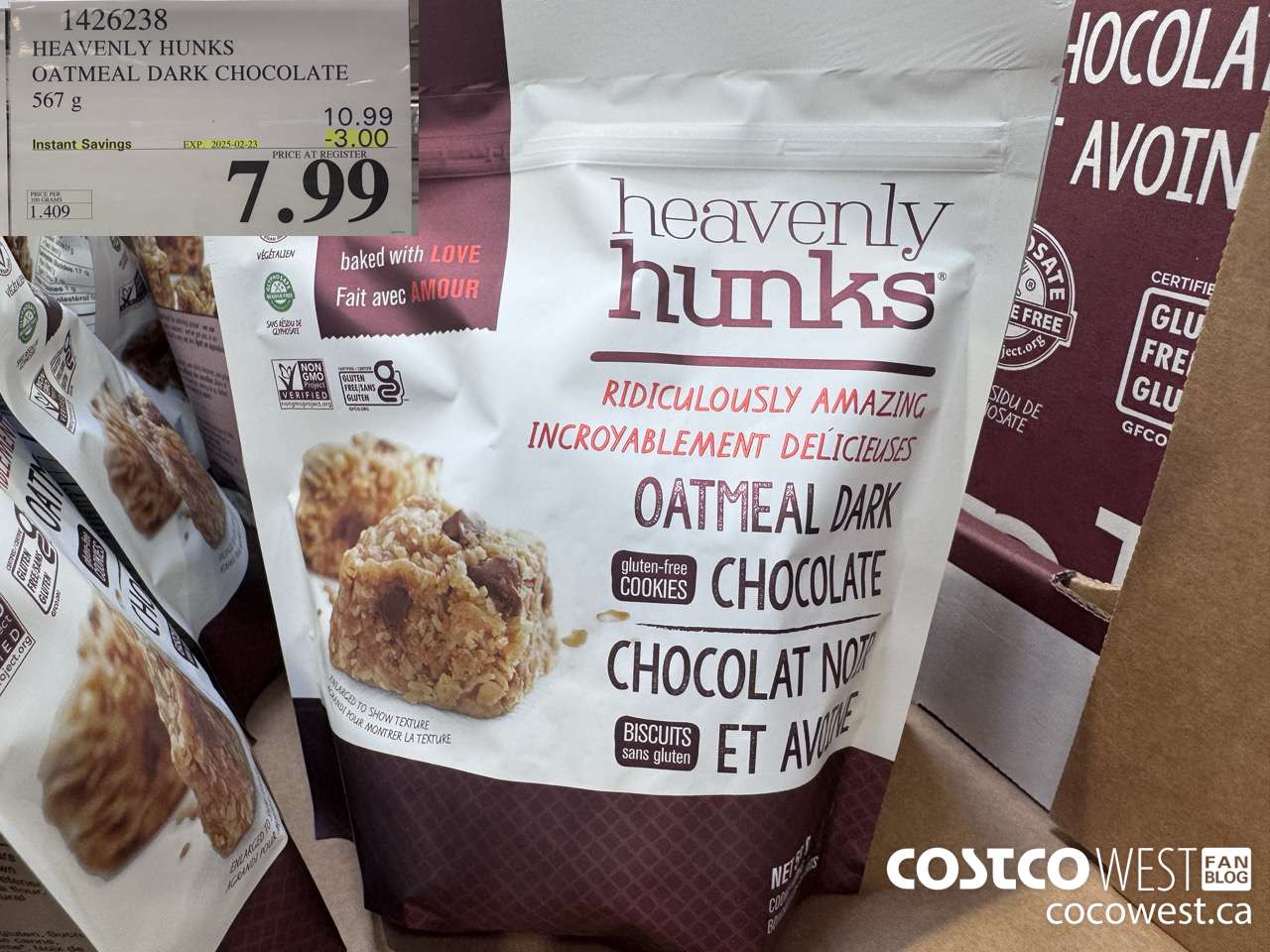 1426238 HEAVENLY HUNKS OATMEAL DARK CHOCOLATE 567g ($3.00 INSTANT SAVINGS EXPIRES ON 2025-02-23) $7.99